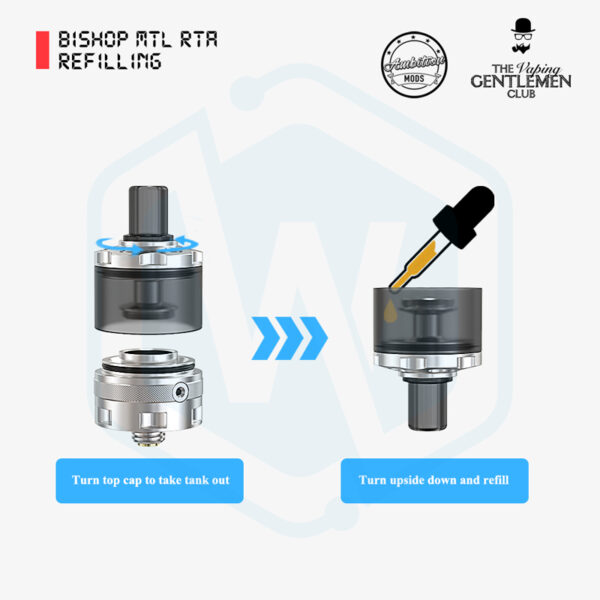 Authentic Ambition mods Bishop MTL RTA 22MM 2.0/4.0ML single coil Tank atomizer