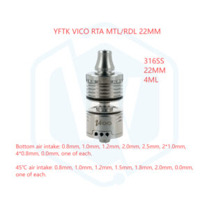 YTK SS316 VICO RTA 22MM 4ML Tank atomizer