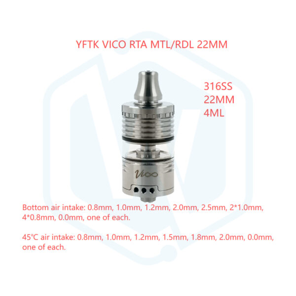 YTK SS316 VICO RTA 22MM 4ML Tank atomizer