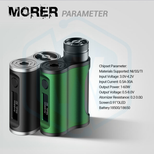 Authentic Ambition mods Morer SBS 60W 18500/18650 mod