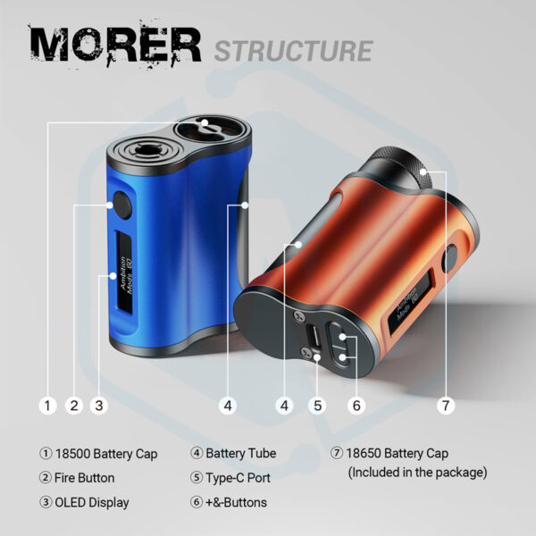 Authentic Ambition mods Morer SBS 60W 18500/18650 mod