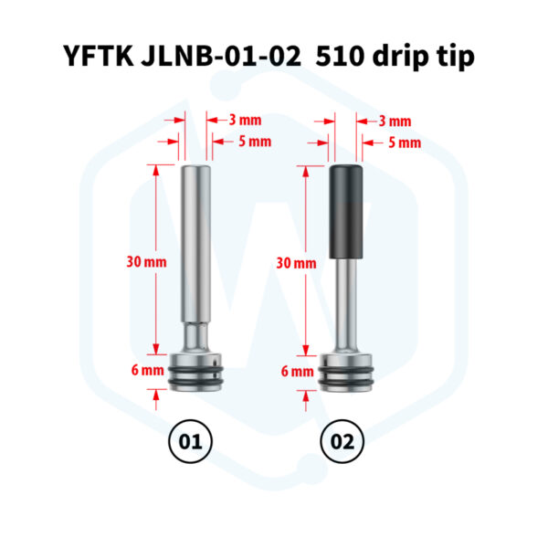 9 YFTK JLNB 510 MTL long drip tips